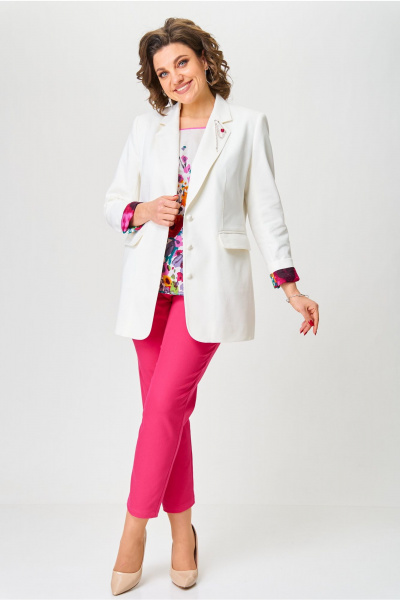 Брюки, жакет Andina city 9065 белый-фуксия - фото 9
