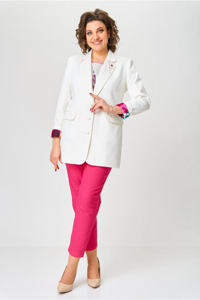 Брюки, жакет Andina city 9065 белый-фуксия - фото 1