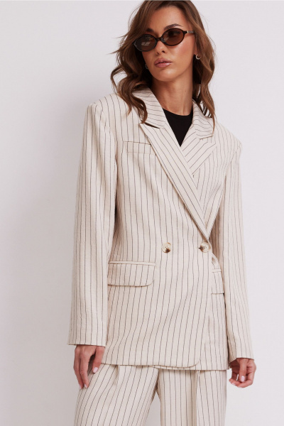 Брюки, жакет, топ N.O.W. 1577 беж_полоска - фото 7