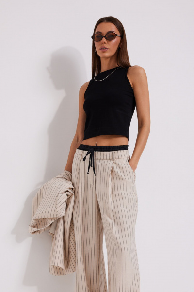 Брюки, жакет, топ N.O.W. 1577 беж_полоска - фото 3