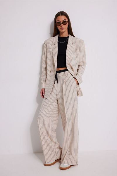 Брюки, жакет, топ N.O.W. 1577 беж_полоска - фото 1