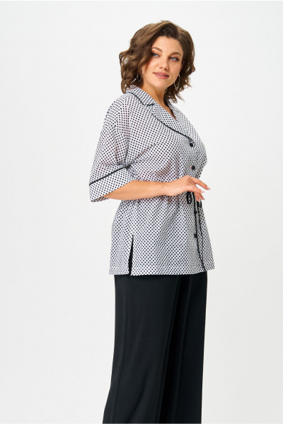 Брюки, жакет Орхидея 1573 черно_белый_горох_черный - фото 3