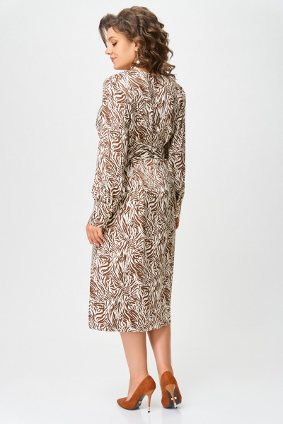 Платье из мягкой вискозной ткани с карманами и разрезами Swallow 663 принт_рыжая_зебра - фото 13
