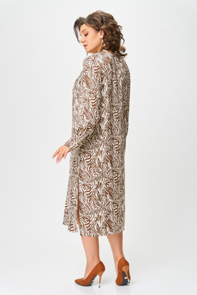 Платье из мягкой вискозной ткани с карманами и разрезами Swallow 663 принт_рыжая_зебра - фото 10