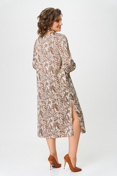 Платье из мягкой вискозной ткани с карманами и разрезами Swallow 663 принт_рыжая_зебра - фото 9