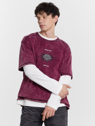 Футболка Mark Formelle 111933/24-ОБР4522П-0 винный_acid_wash_009.2_Эйсид_2_сл_на_пол - фото 2