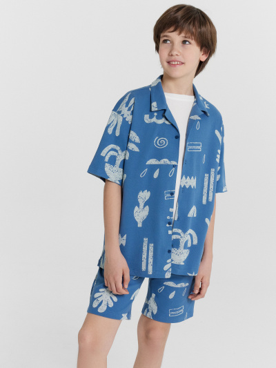 Шорты Mark Formelle 133351/24-27235П-11 узоры_на_пепельно_синем - фото 1