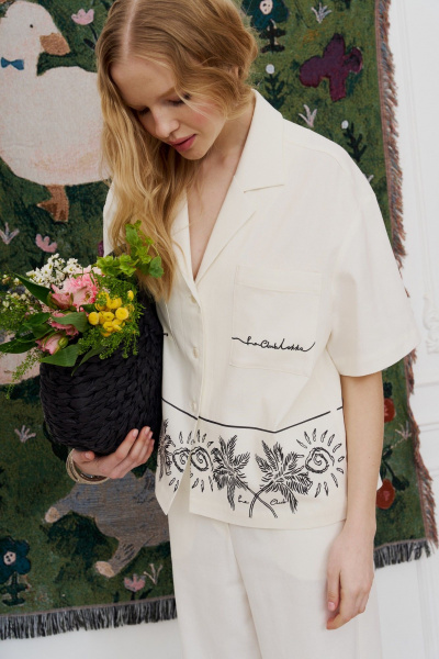 Брюки, рубашка Lokka 1628 молочный/черный_принт - фото 3