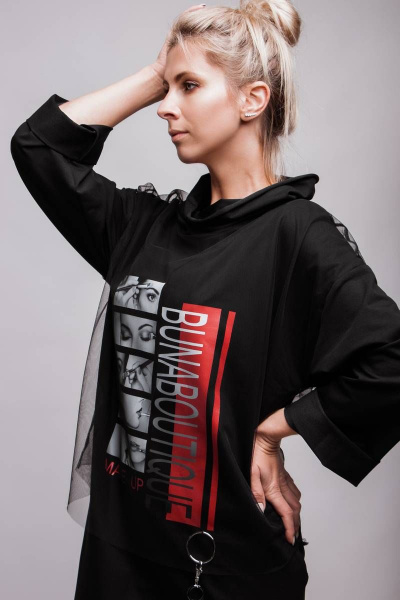 Платье оверсайз с принтом, высоким воротником-хомутом BUNABOUTIQUE 2008 - фото 2