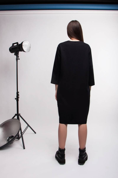 Платье о-силуэт кокон из трикотажа и сетки с стразами BUNABOUTIQUE 2046 - фото 3