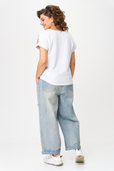 Джемпер Rumoda 2258 бело-розовый - фото 8