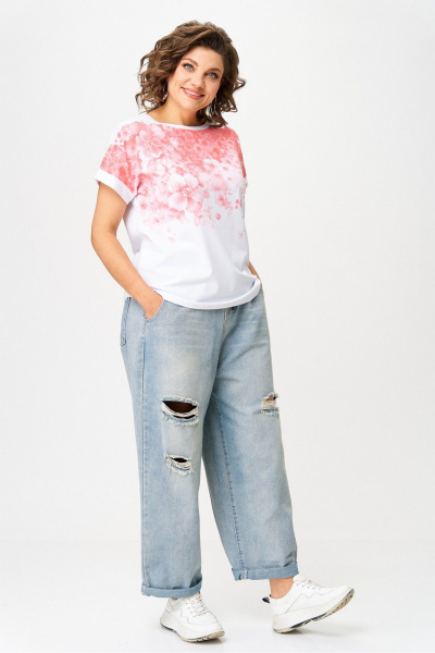 Джемпер Rumoda 2258 бело-розовый - фото 7