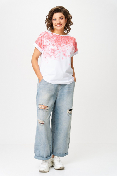 Джемпер Rumoda 2258 бело-розовый - фото 6