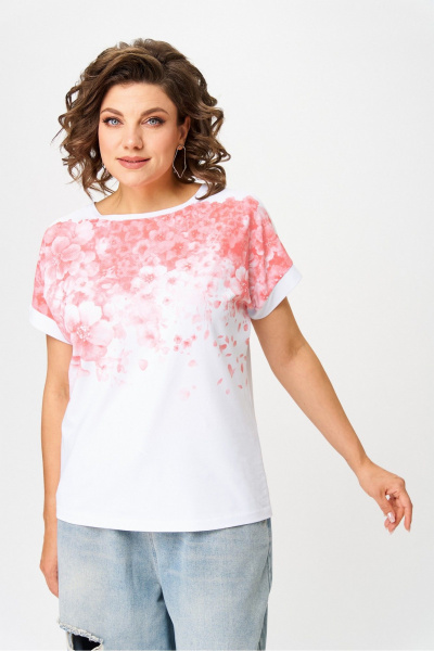 Джемпер Rumoda 2258 бело-розовый - фото 5