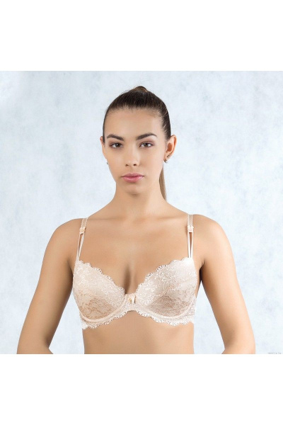 Бюстгальтер пуш-ап бежевый из кружева и трикотажа Verally 216-9 жасмин - фото 1