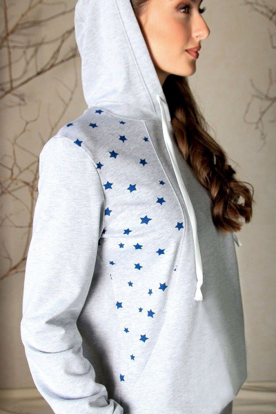 Джемпер с капюшоном и рельефами из футера с карманами Verally 429-1 звезды - фото 2
