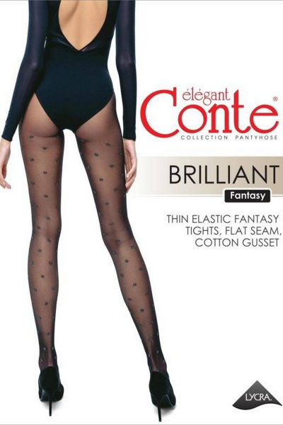 Колготки в горошек с люрексом для нарядных образов CONTE Fantasy_Brilliant_Nero - фото 1