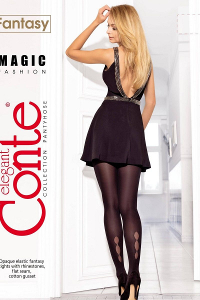 Колготки черные из трикотажа с имитацией чулок CONTE Fantasy_Magic_Nero - фото 1