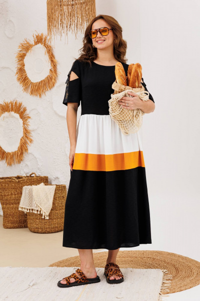 Платье INVITE 4094 черный+оранжевый - фото 3