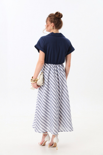 Платье NikVa 969-1 индиго+сине-белая полоска - фото 9