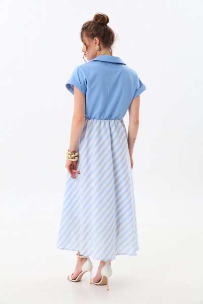 Платье NikVa 969-2 голубой+бело-голубая полоска - фото 8