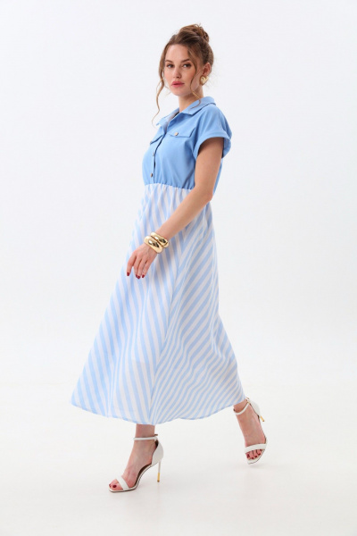 Платье NikVa 969-2 голубой+бело-голубая полоска - фото 7