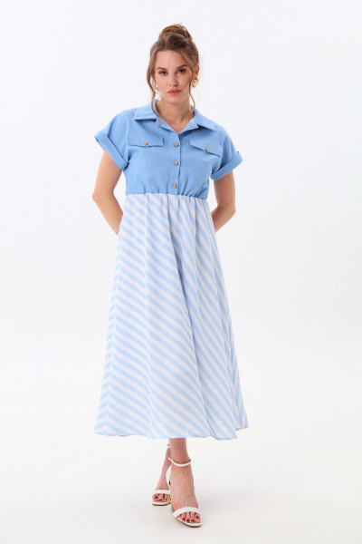 Платье NikVa 969-2 голубой+бело-голубая полоска - фото 1