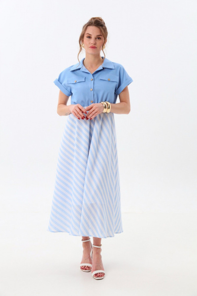 Платье NikVa 969-2 голубой+бело-голубая полоска - фото 5