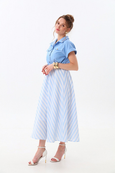 Платье NikVa 969-2 голубой+бело-голубая полоска - фото 4
