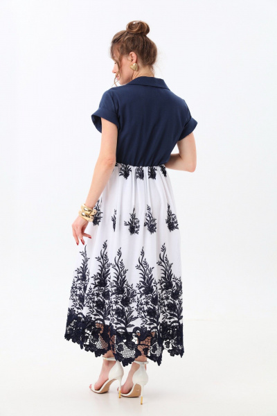 Платье NikVa 969-3 индиго+белый - фото 9