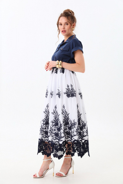 Платье NikVa 969-3 индиго+белый - фото 5