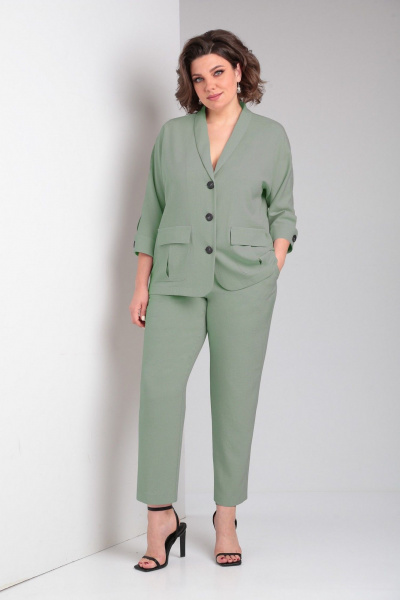 Брюки, жакет, пояс LadisLine 1568 фисташка - фото 4