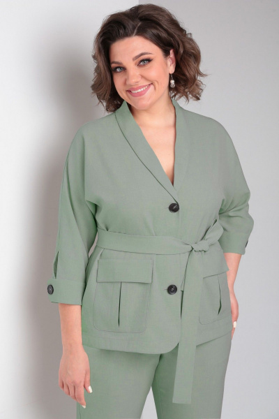 Брюки, жакет, пояс LadisLine 1568 фисташка - фото 2