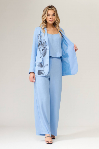Брюки, жакет, топ Gizart 5204/1 А голубой_гортензия - фото 6