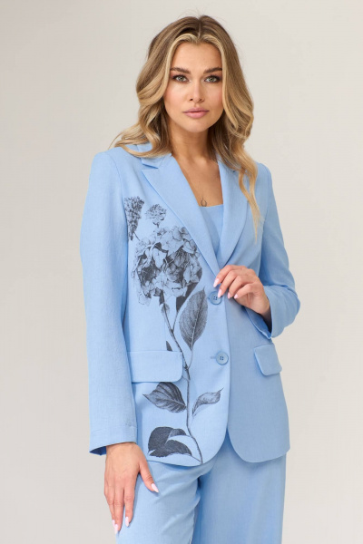 Брюки, жакет, топ Gizart 5204/1 А голубой_гортензия - фото 2