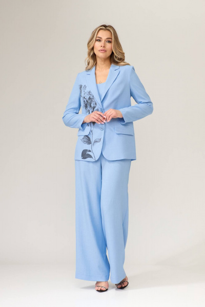 Брюки, жакет, топ Gizart 5204/1 А голубой_гортензия - фото 1