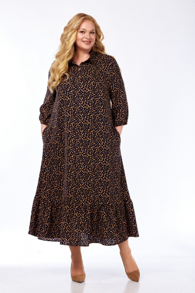 Платье СиБон 0350 темный+коричневый - фото 1