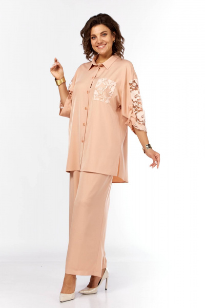 Блуза, брюки Ольга Стиль С-925 персик - фото 3