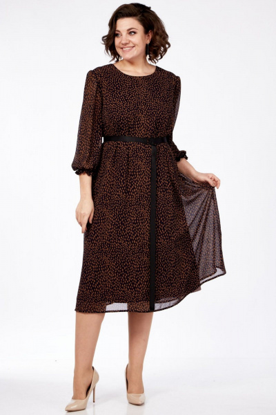 Платье СиБон 0327а коричневый_капли - фото 1