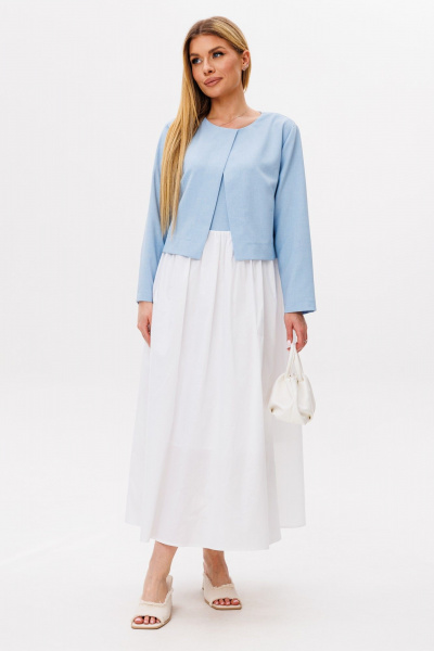 Платье Ambera Style 1113-2 голубой-молоко - фото 4