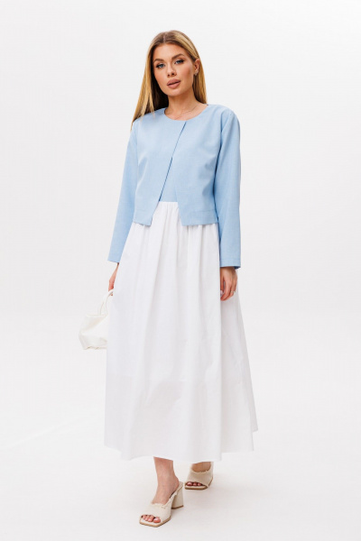 Платье Ambera Style 1113-2 голубой-молоко - фото 2