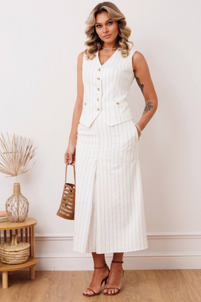 Жилет, юбка Мода Юрс 2907 молочный - фото 1