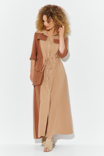 Платье Euromoda 606 бежевый/коричневый - фото 2