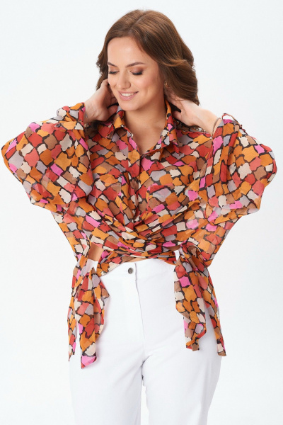 Блуза Condra 16284 оранжевый-черный - фото 4