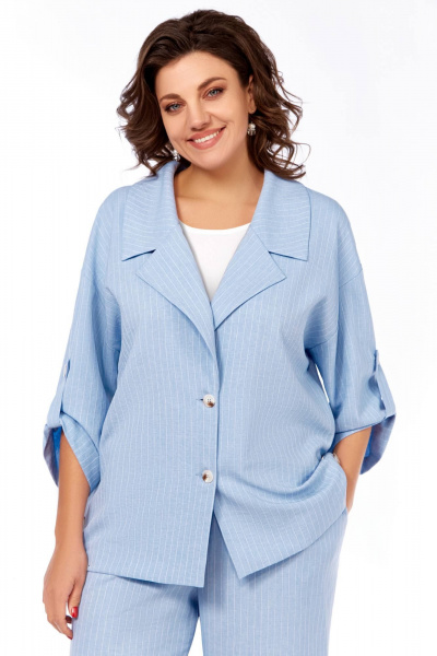 Блуза, брюки, жакет Ольга Стиль С-929 голубой - фото 7