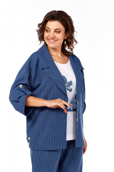 Блуза, брюки, жакет Ольга Стиль С-929 синий - фото 7