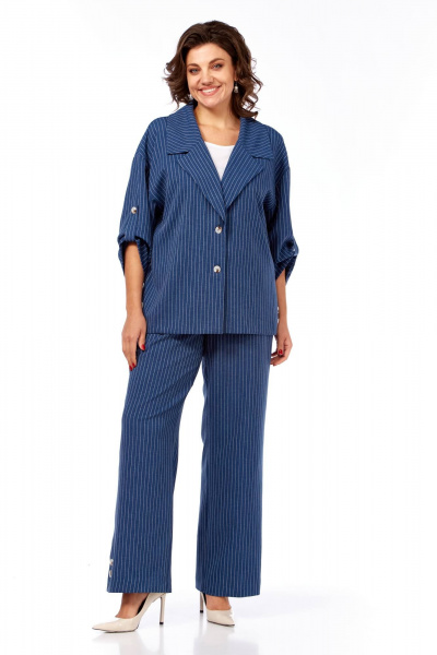 Блуза, брюки, жакет Ольга Стиль С-929 синий - фото 4