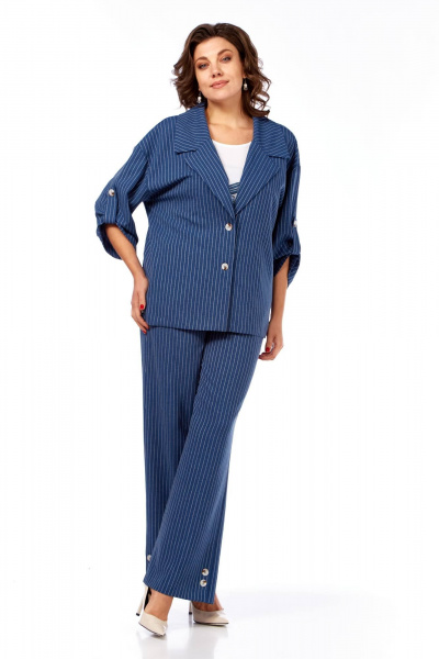 Блуза, брюки, жакет Ольга Стиль С-929 синий - фото 3