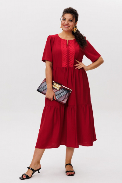 Платье Anelli 1604 бургундское_кружево - фото 10