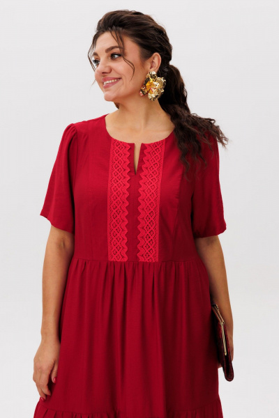 Платье Anelli 1604 бургундское_кружево - фото 9